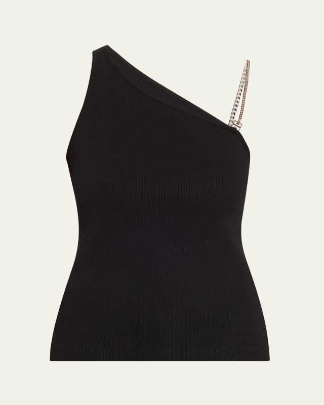 One-Shoulder 4G Logo Chain Tank Top